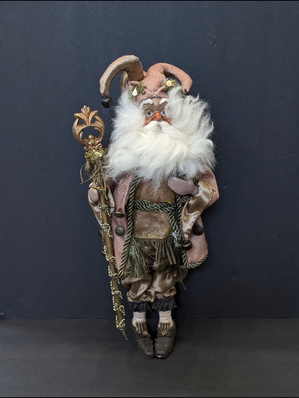 Elegant Blush Santa Figure Holiday Accent Jester Fairy Figure